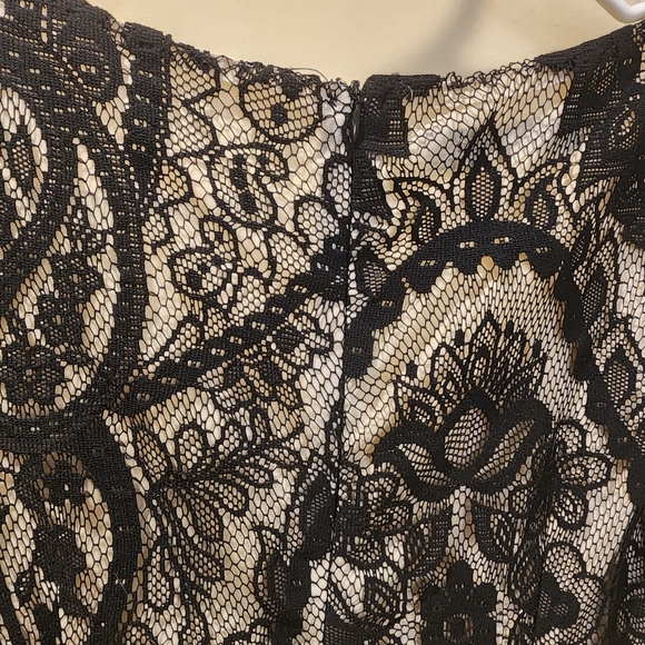 HOMEYEE Women's Black Bodycon Lace Fringe midi dress size 8 - Picture 8 of 12